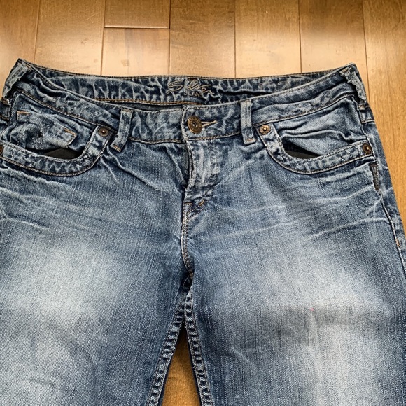 Washed Out Blue Y2K "Silver Jeans" Low Waisted Flared Jeans - Picture 2 of 10